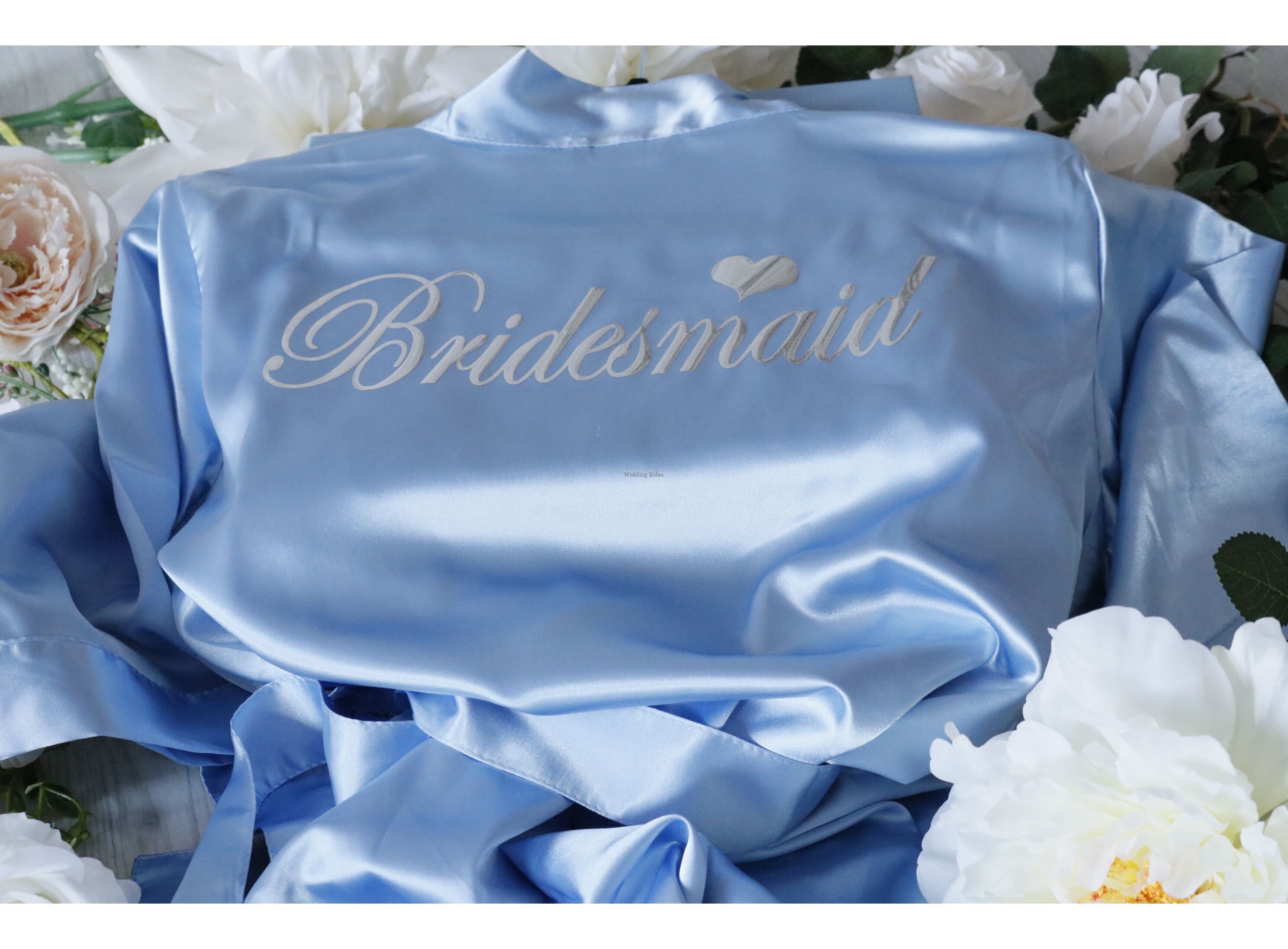 Personalised Wedding Bridal Satin Robe Gown in ROYAL BLUE satin Party Gift Bag 